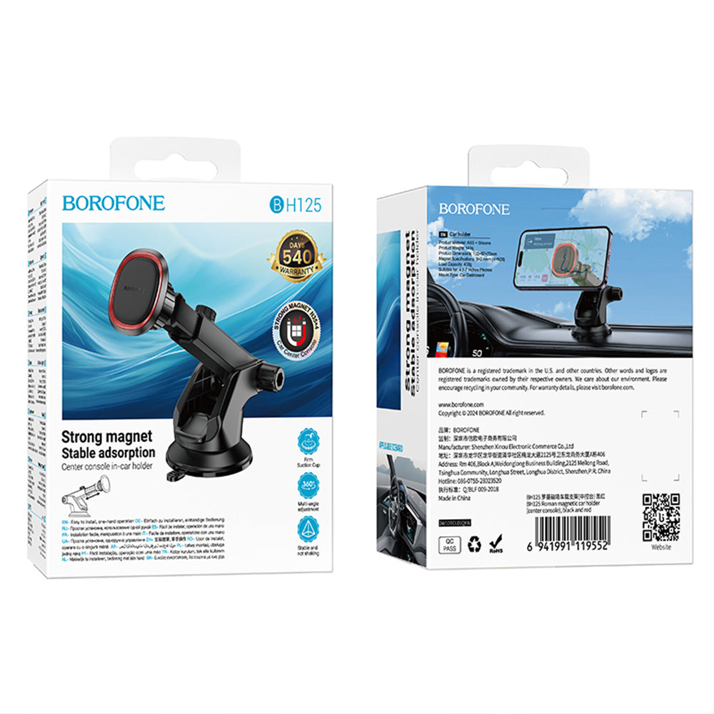 Soporte Auto Magnético Borofone BH125 Roman, Universal, Negro