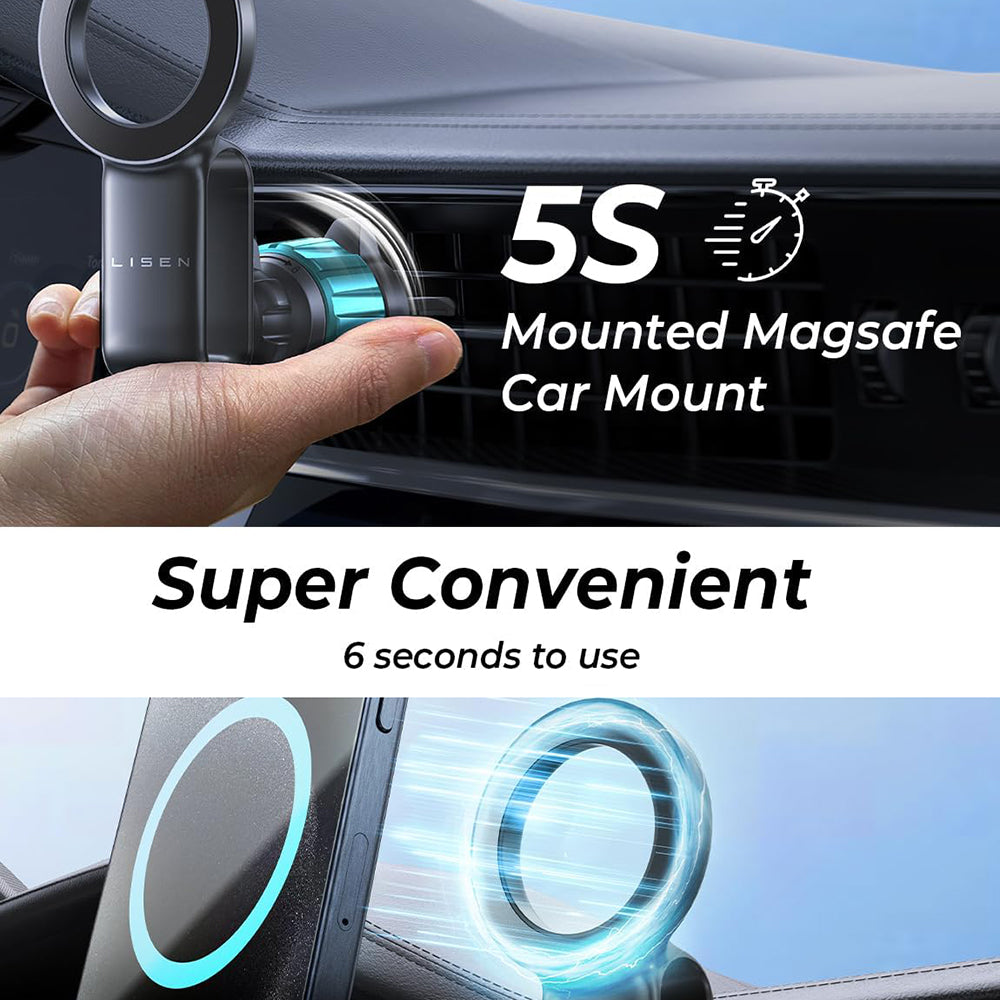 Soporte Auto Magnético Lisen, Universal, Negro YL0224050012