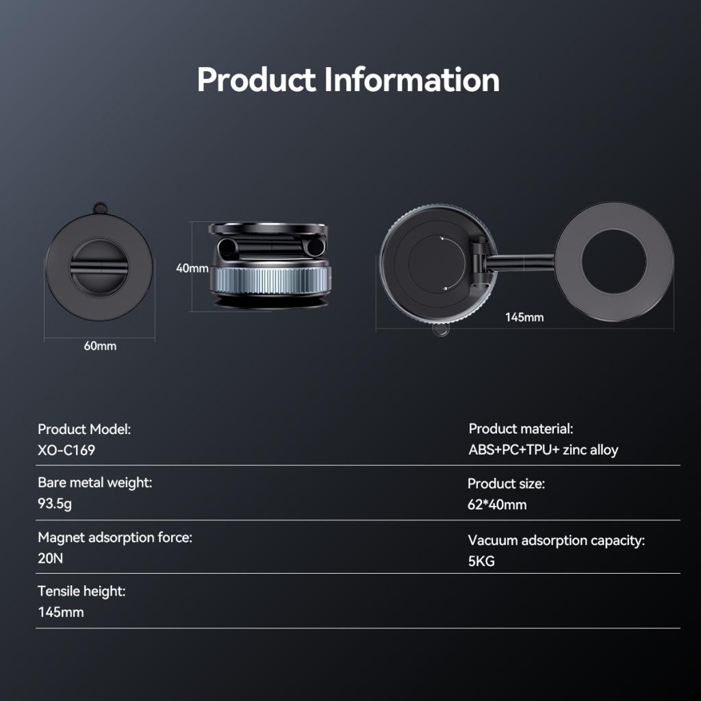 Soporte Magnético para Auto XO Design C169, Universal, Negro