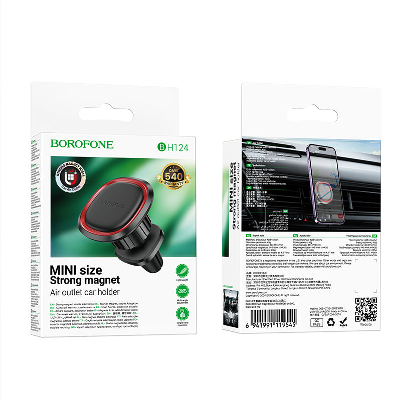 Soporte Auto Magnético Borofone BH124 Roman, Universal, Negro