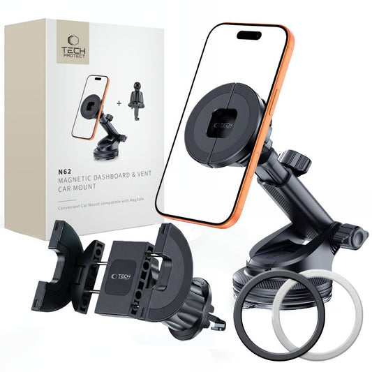 Soporte Auto Magnético Tech-Protect N62 2in1, Universal, Negro