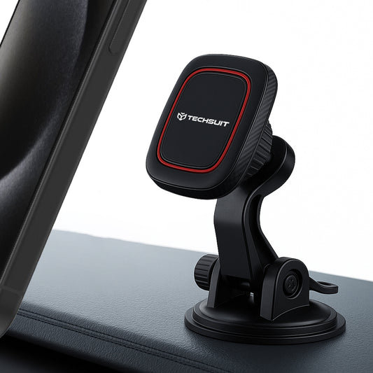 Soporte Auto Magnético Techsuit S6, Universal, Negro Rojo