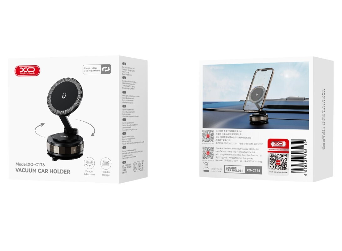 Soporte Auto Magnético XO Design C176, Universal, Negro