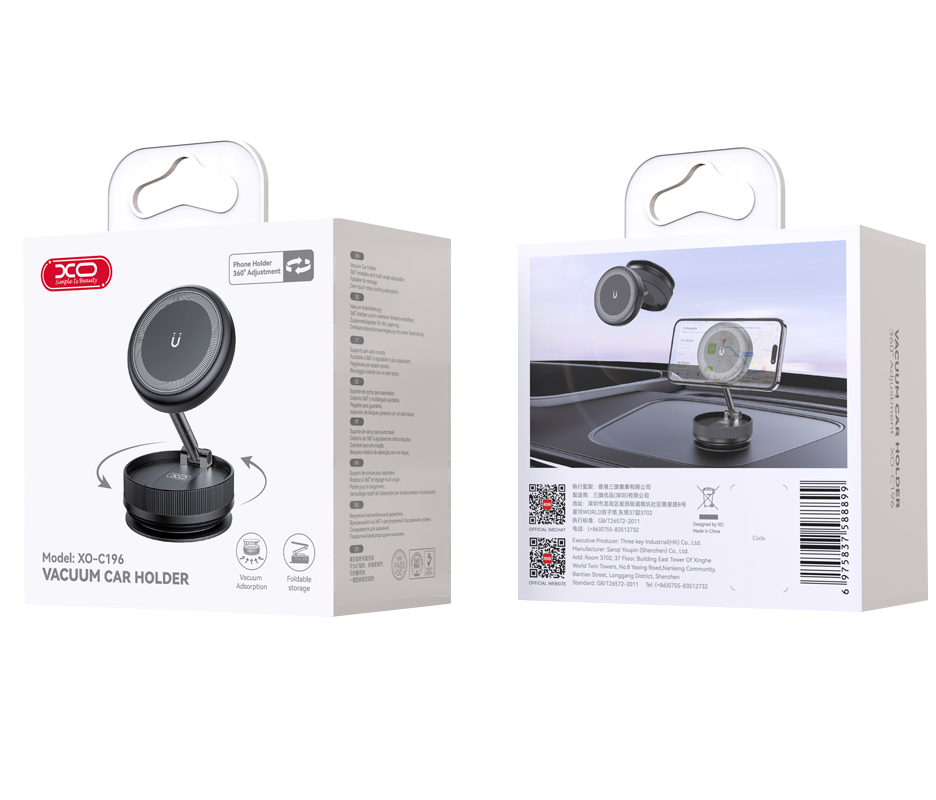 Soporte Auto Magnético XO Design C196, Universal, Negro