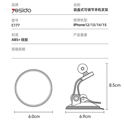 Soporte Magnético para Auto Yesido C177, Universal, Negro