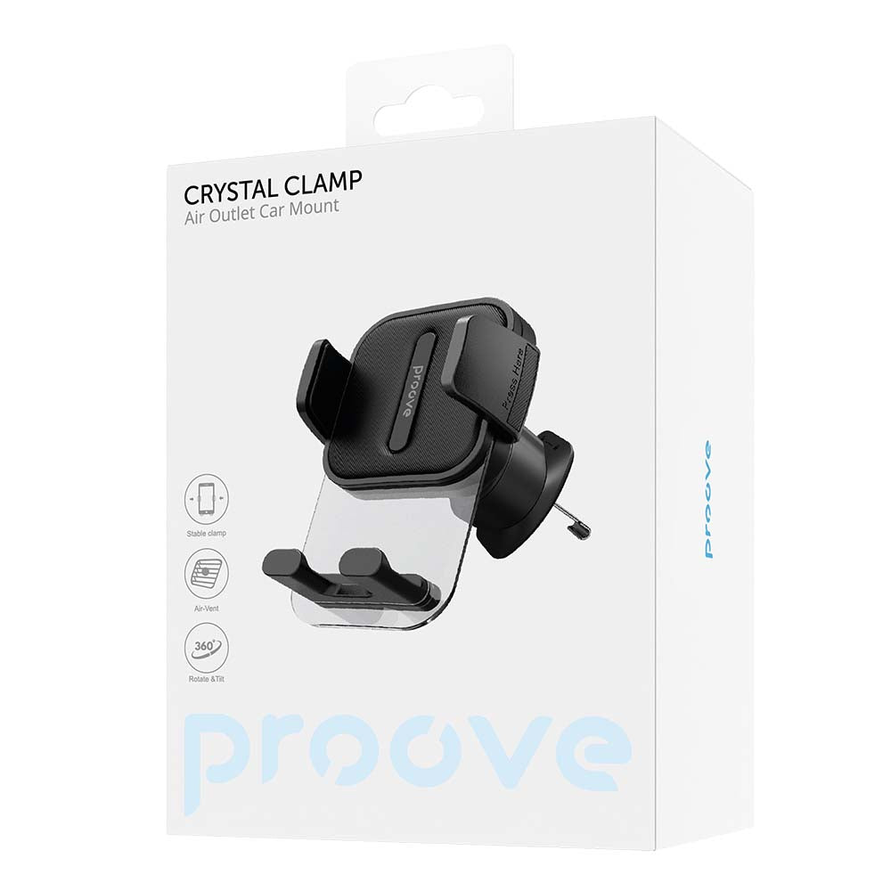 Proove Crystal Clamp Car Holder, 4.7inch - 6.9inch, Black CHCC00000001