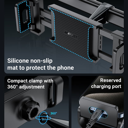 Soporte Auto Reposacabezas Acefast D8, 4.7 pulgadas - 12.9 pulgadas, Negro