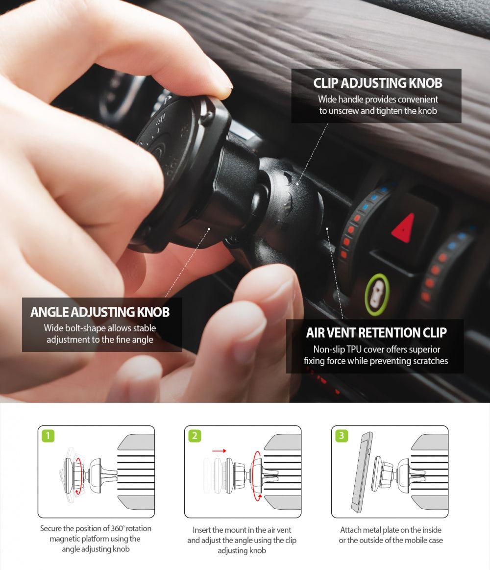 Soporte Auto Magnético Ringke Power Clip, Universal, Negro