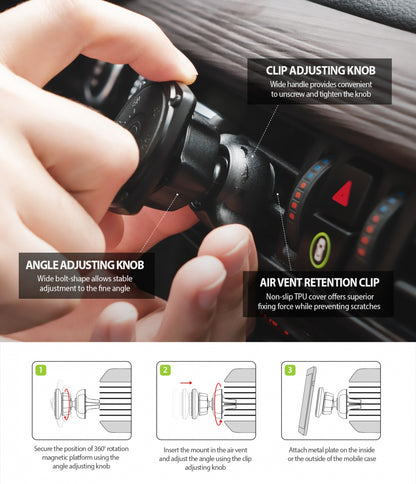 Soporte Auto Magnético Ringke Power Clip, Universal, Negro