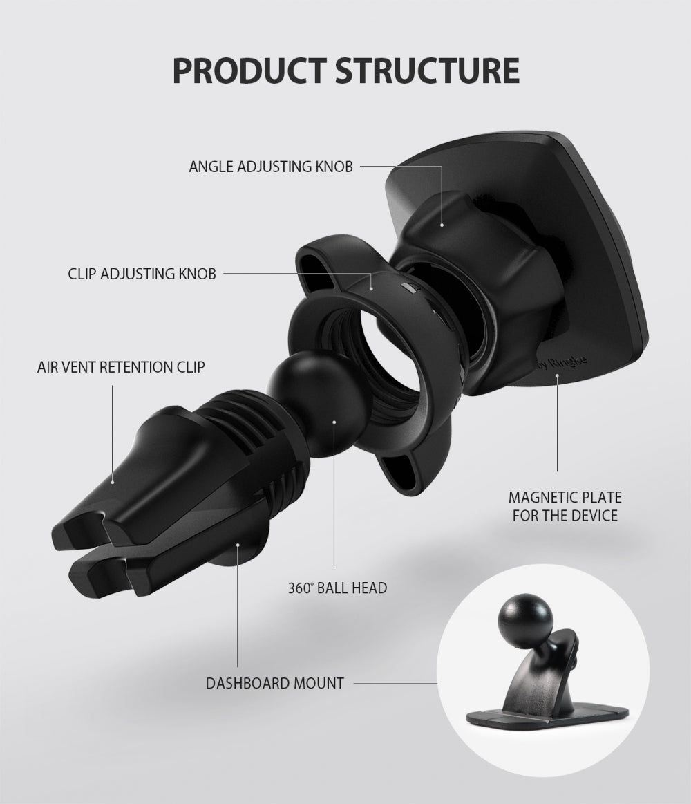 Soporte Auto Magnético Ringke Power Clip, Universal, Negro