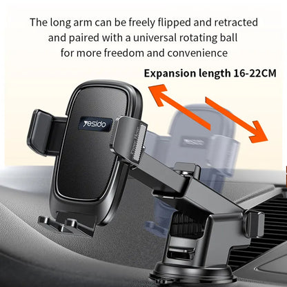 Soporte para Auto Yesido C262, 4.7 pulgadas - 7.2 pulgadas, Negro