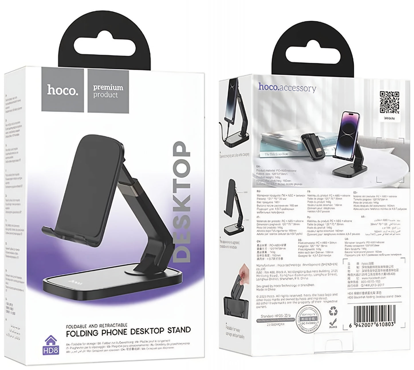 Soporte de Escritorio HOCO HD8, Universal, Negro