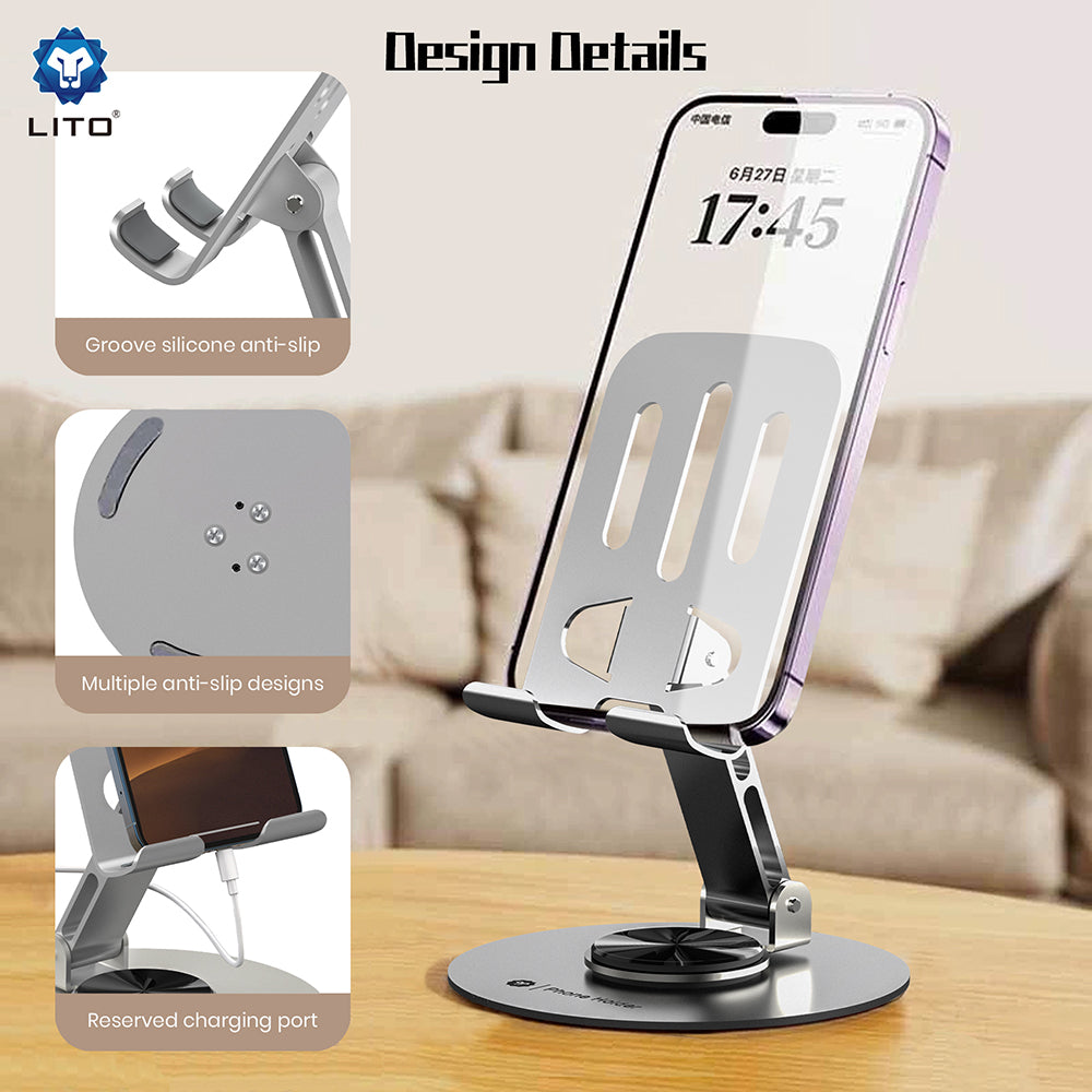 Soporte de Escritorio Lito LT-H01, Universal, Gris