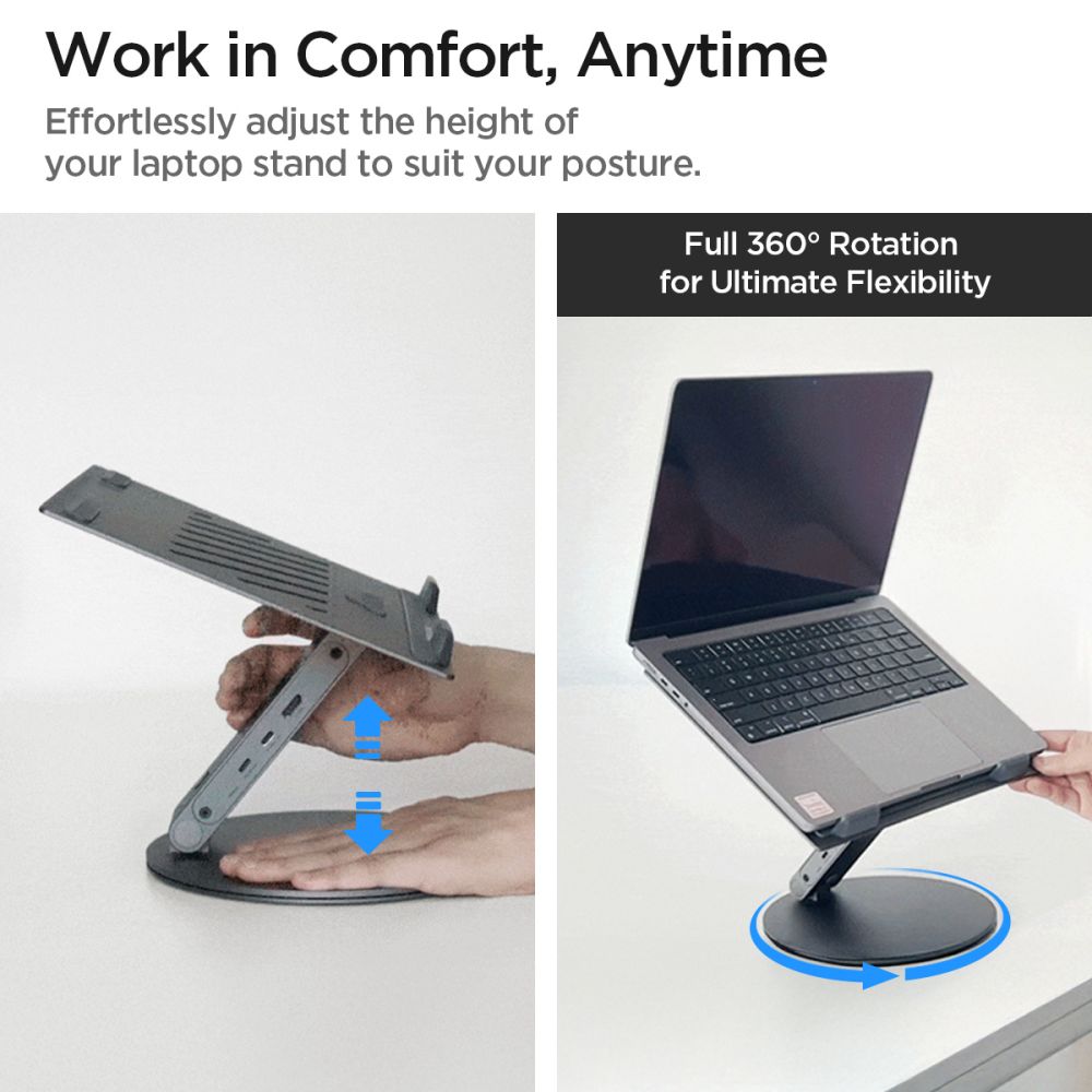 Soporte Spigen LD204H para Laptop, Plateado