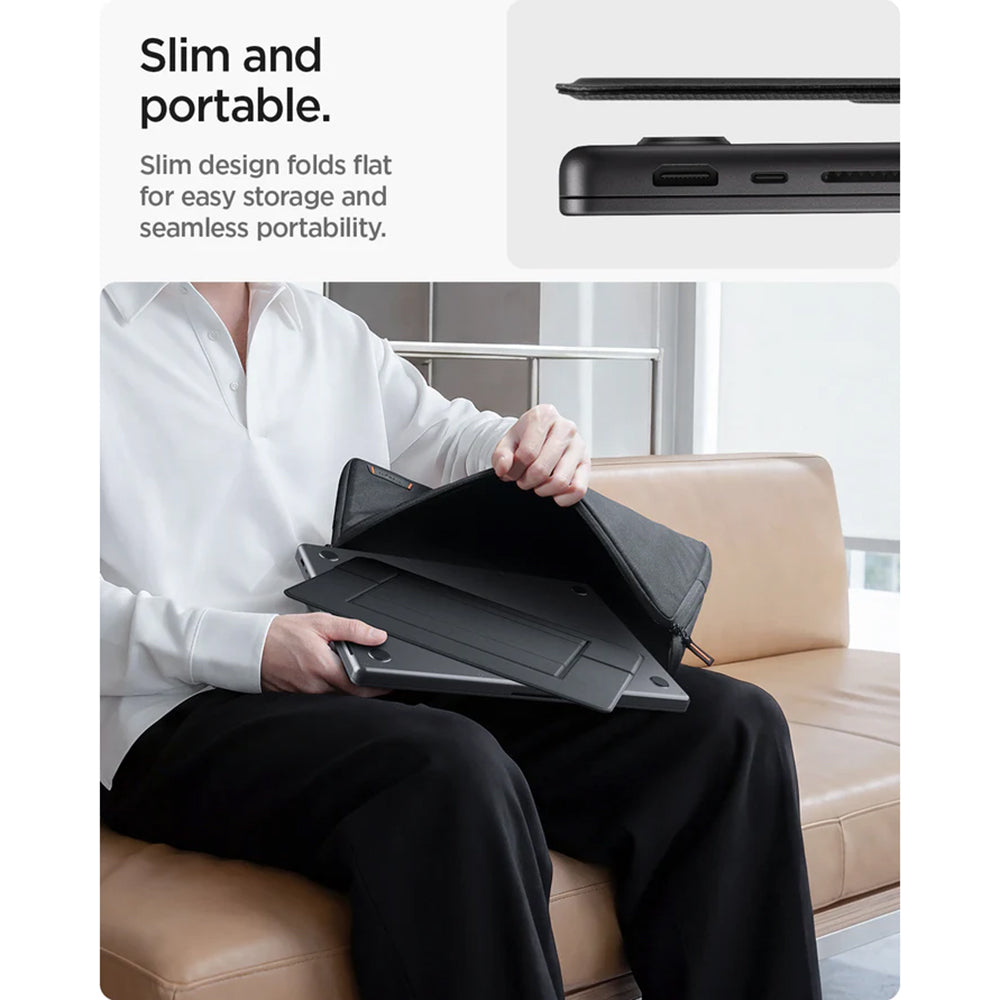 Soporte Spigen Slim Fold LD201-S7 para portátil máx. 14 pulgadas, Negro AMP11116