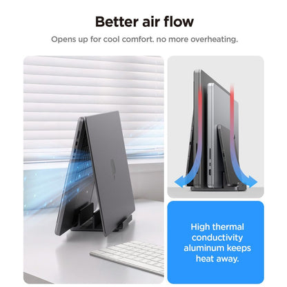 Spigen LD208S4 Two Vertical Stand for Laptop with thickness 14mm - 27mm, Grey AMP10640