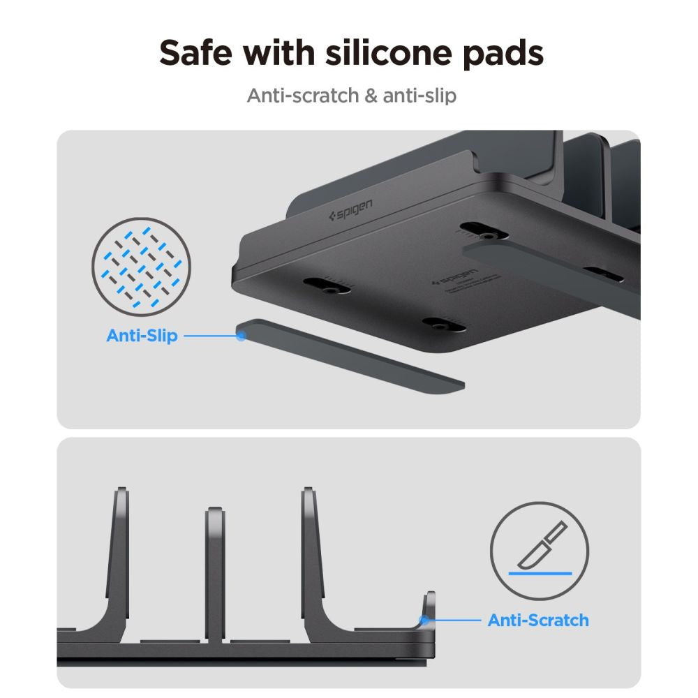 Spigen LD208S4 Two Vertical Stand for Laptop with thickness 14mm - 27mm, Grey AMP10640