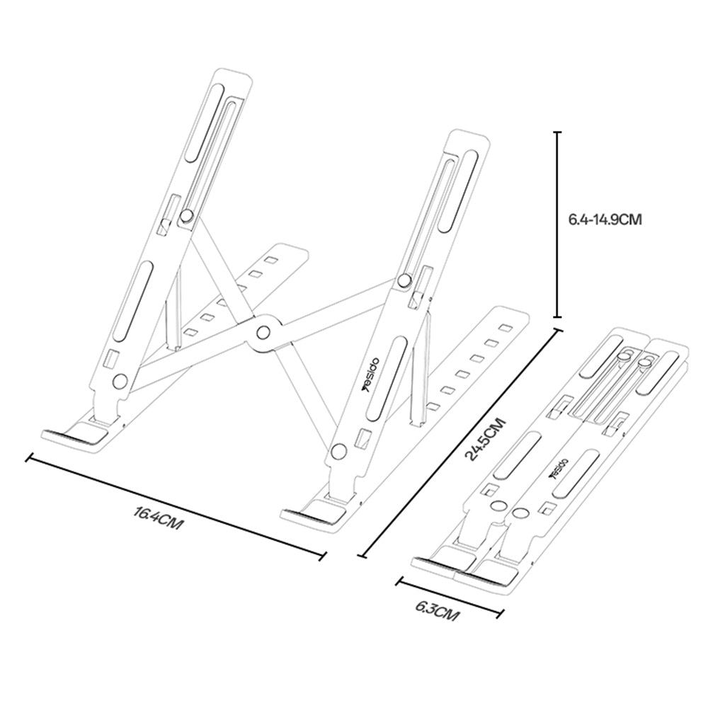 Soporte Yesido LP07 para Laptop 13 pulgadas - 20 pulgadas, Plateado