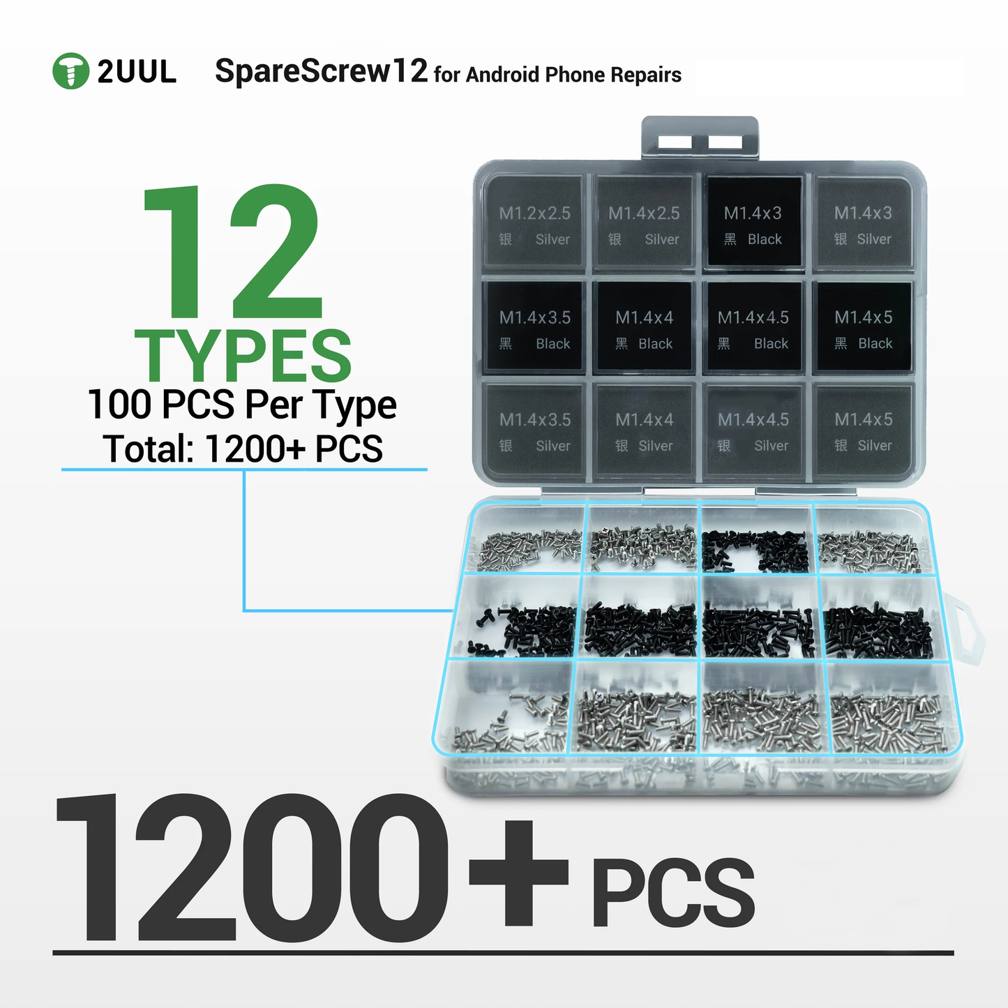 Tornillos 2UUL SC12 para Apple Android Series, 1200en1