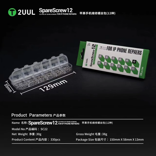 Tornillos 2UUL SC22 para la serie Apple iPhone, 330en1