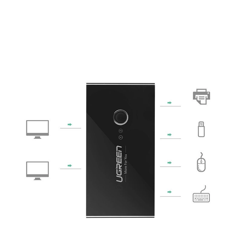 Switch USB UGREEN US216 (30768) Caja de Compartición Doble Nueva Versión, 4 x USB-A 3.0, Negro