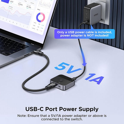 Switch de Video HDMI / USB-C UGREEN AW503 (55452), Gris, Reacondicionado