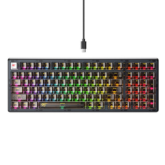 Teclado Gaming Wired USB HAVIT KB875L, RGB, 1.8m, Transparencia Negra