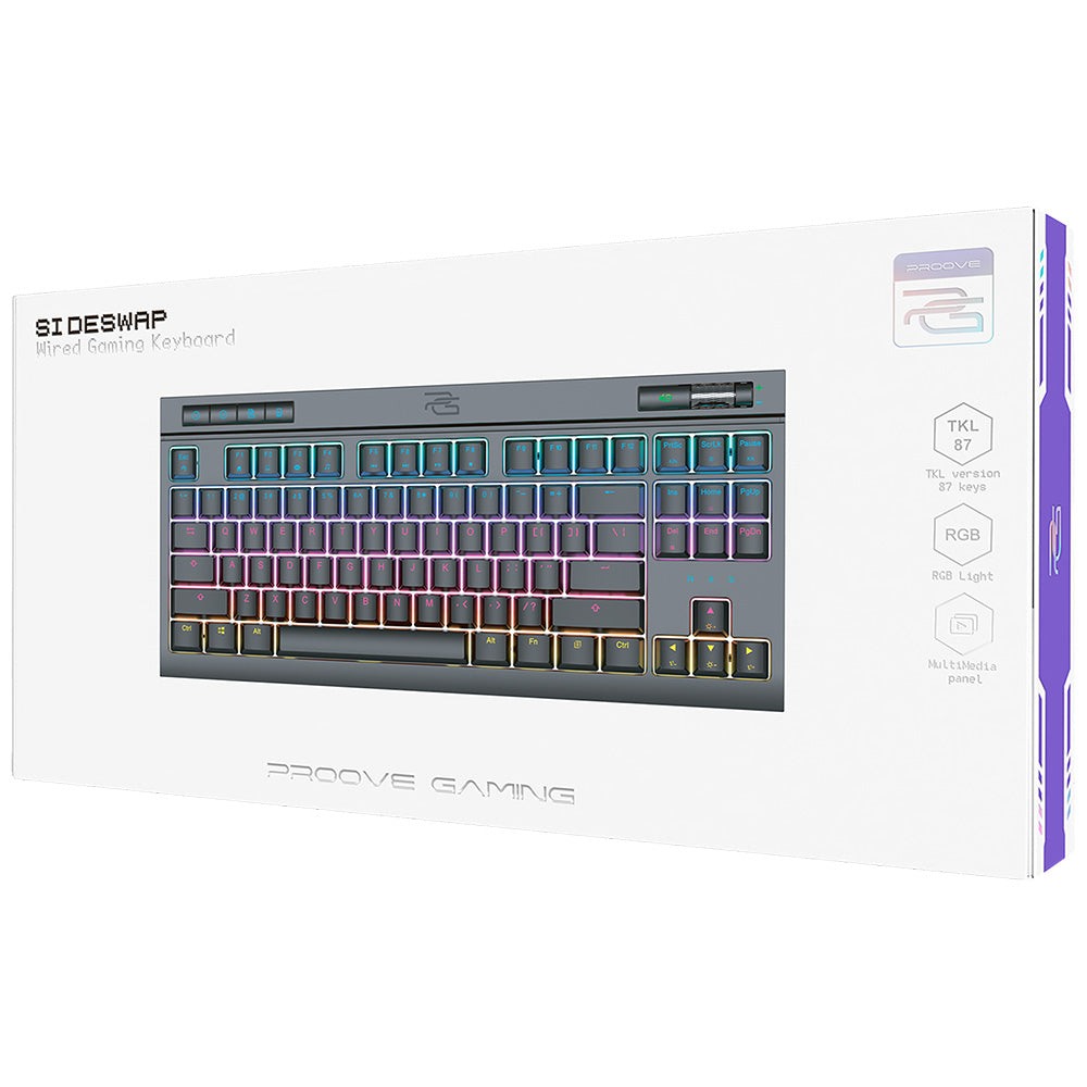 Teclado Gaming Wired USB Proove Sideswap, RGB, 1.5m, Negro CKSIEN00022401
