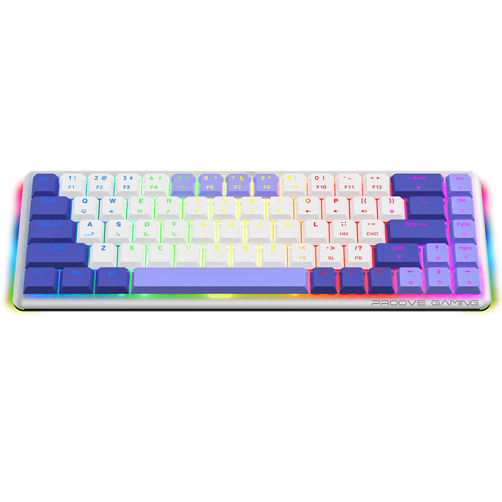 Teclado Gaming Inalámbrico Proove AFK, RGB, BT / Wi-Fi / Cableado, 1.5m, Blanco WKAFKEN22002