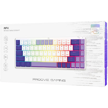Teclado Gaming Inalámbrico Proove AFK, RGB, BT / Wi-Fi / Cableado, 1.5m, Blanco WKAFKEN22002