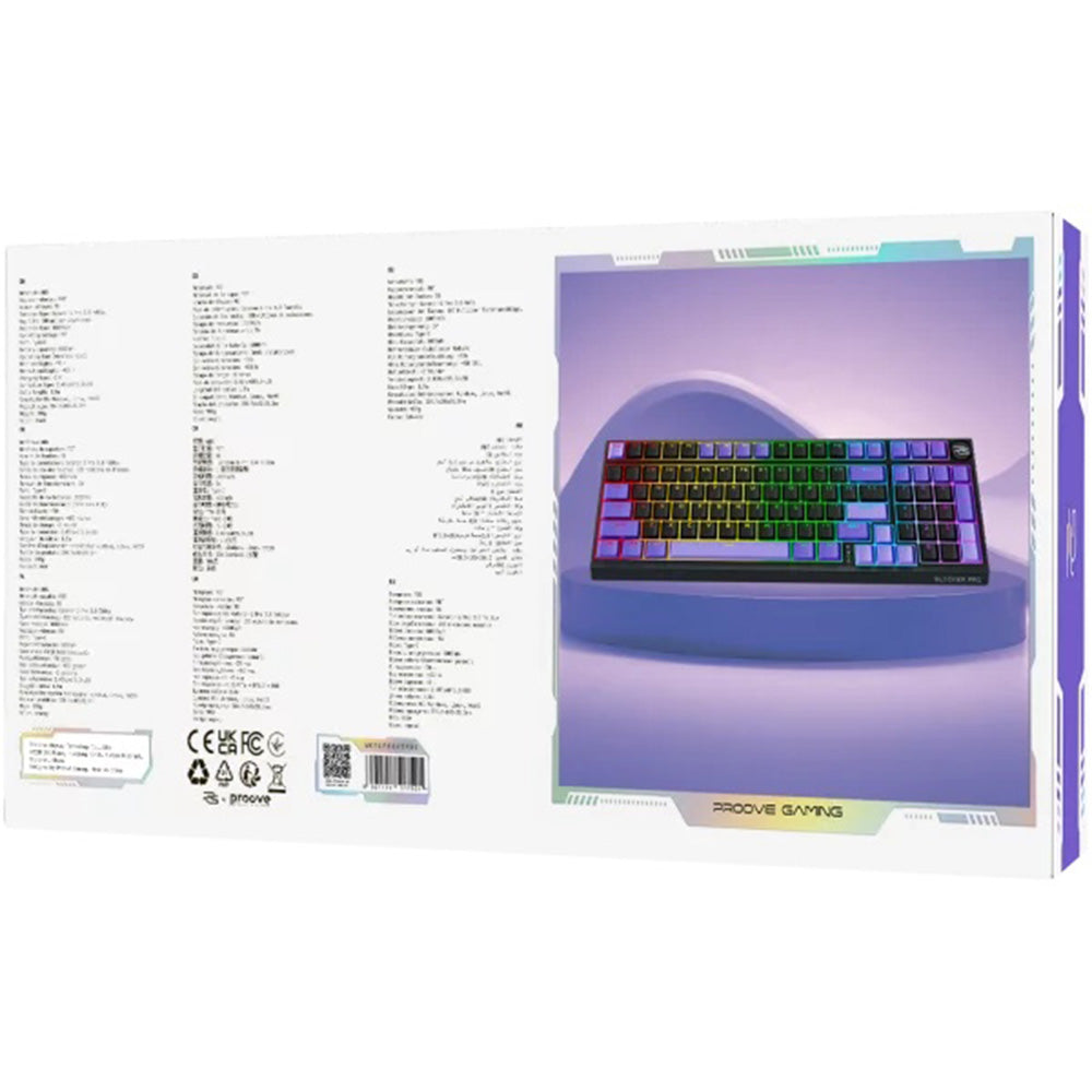 Teclado Gaming Inalámbrico Proove Slicker Pro, RGB, BT / Wi-Fi / Cableado, 1.8m, Negro WKSLPEN22416