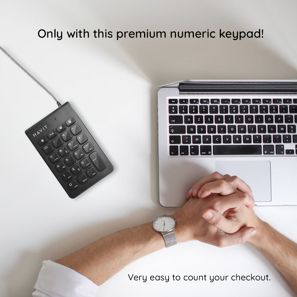 Teclado Numérico Wired USB HAVIT KB223, 1.5m, Negro