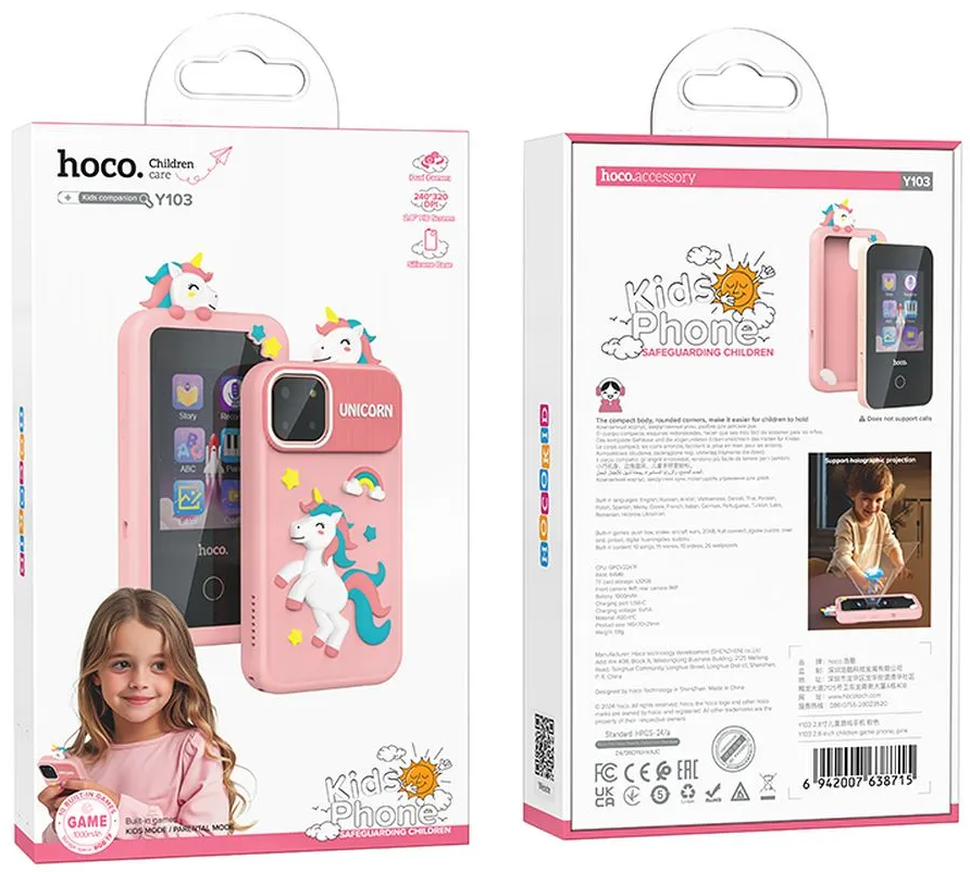 HOCO Y103 Kids Mobile Phone, 2.8inch Display, Pink