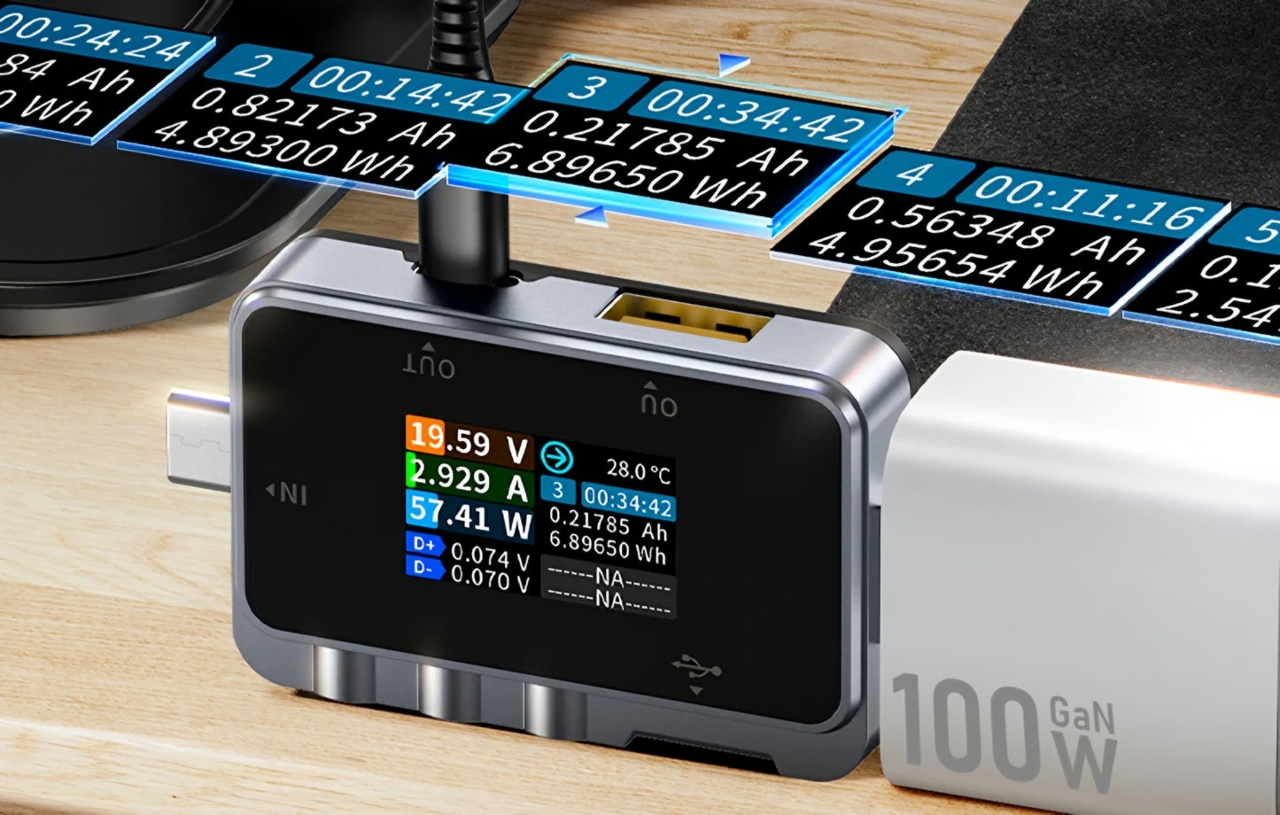 Tester de Servicio Fnirsi FNAC-28, USB-A / USB-C
