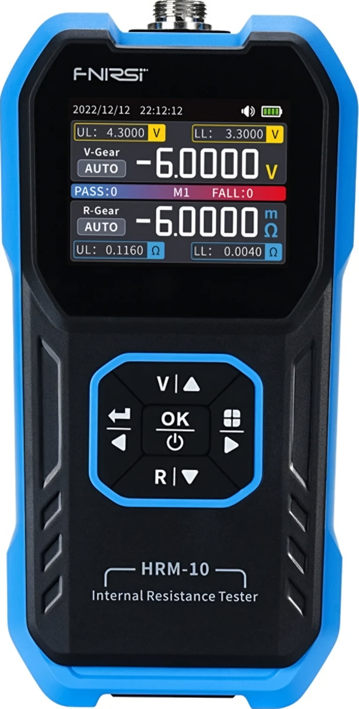 Tester de Servicio Fnirsi HRM-10 para medición de resistencia interna y tensión de batería/acumulador