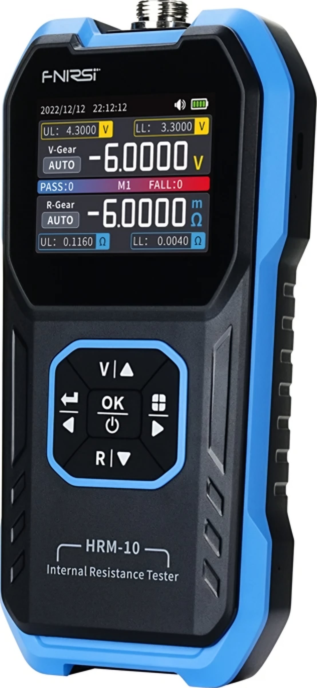 Tester de Servicio Fnirsi HRM-10 para medición de resistencia interna y tensión de batería/acumulador