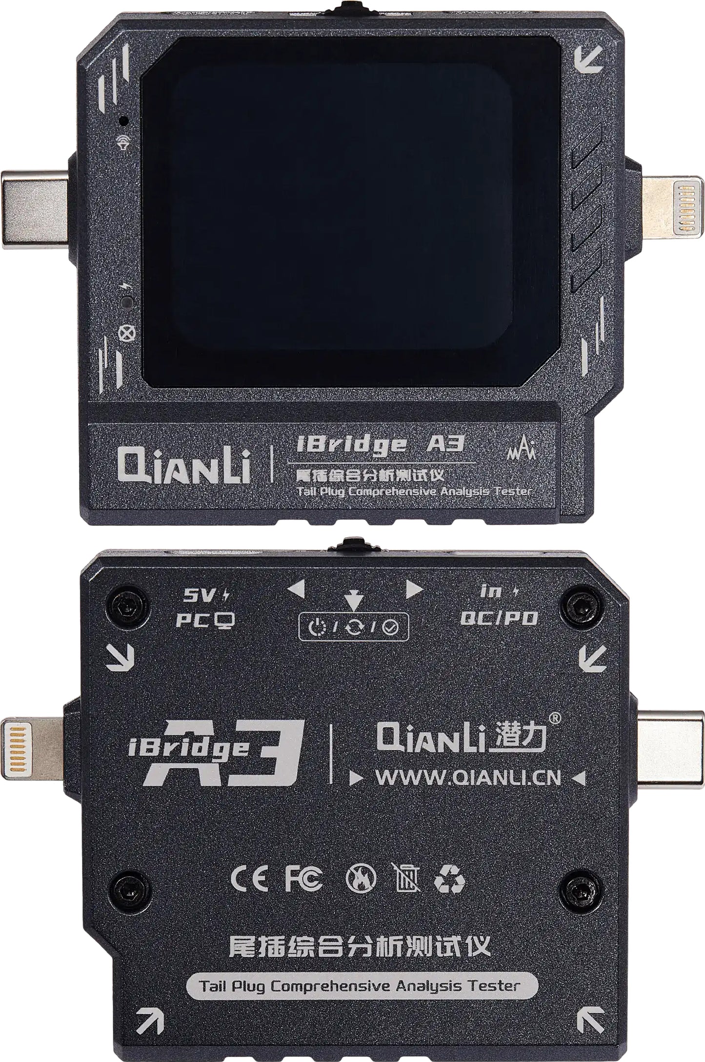 Tester de Servicio QIANLI iBridge A3, Lightning (8 Pines) / USB-C (24 Pines)