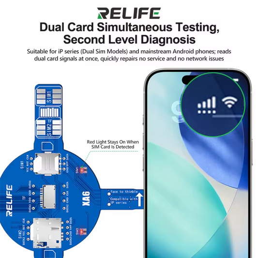 Tester de Servicio Relife XA6 Dual para Tarjeta SIM / Tarjeta de Memoria