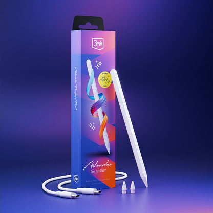 Touch Pen 3MK Wonder para Apple iPad, Versión Activa, Blanco