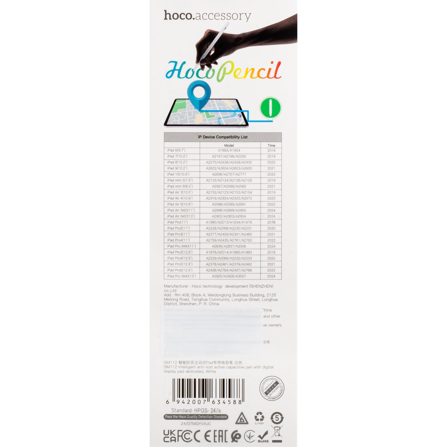 Touch Pen HOCO GM112 para Apple iPad, Blanco 