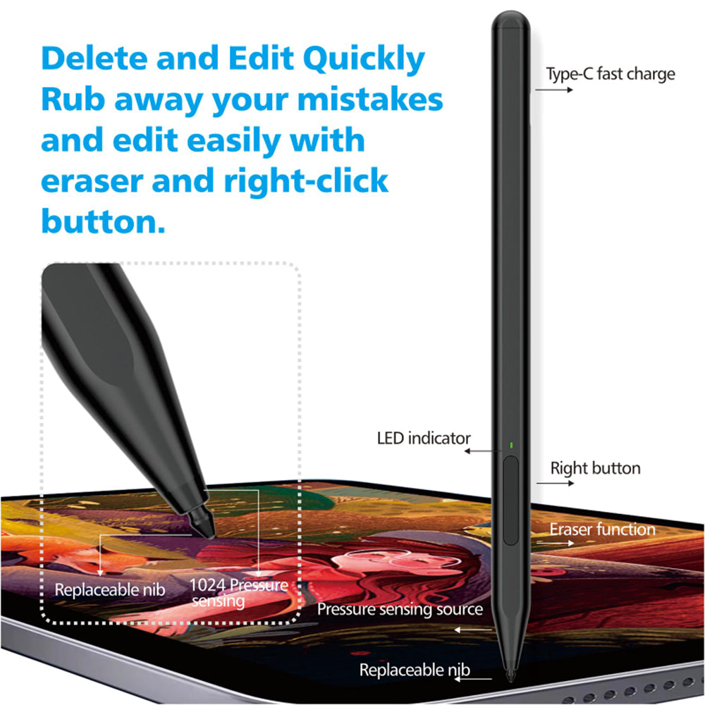 Touch Pen Techsuit F97 para Microsoft Surface, Versión Activa, Negro