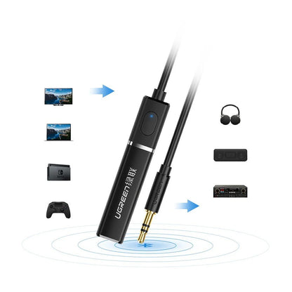 Transmisor Bluetooth UGREEN CM107, AUX, Negro